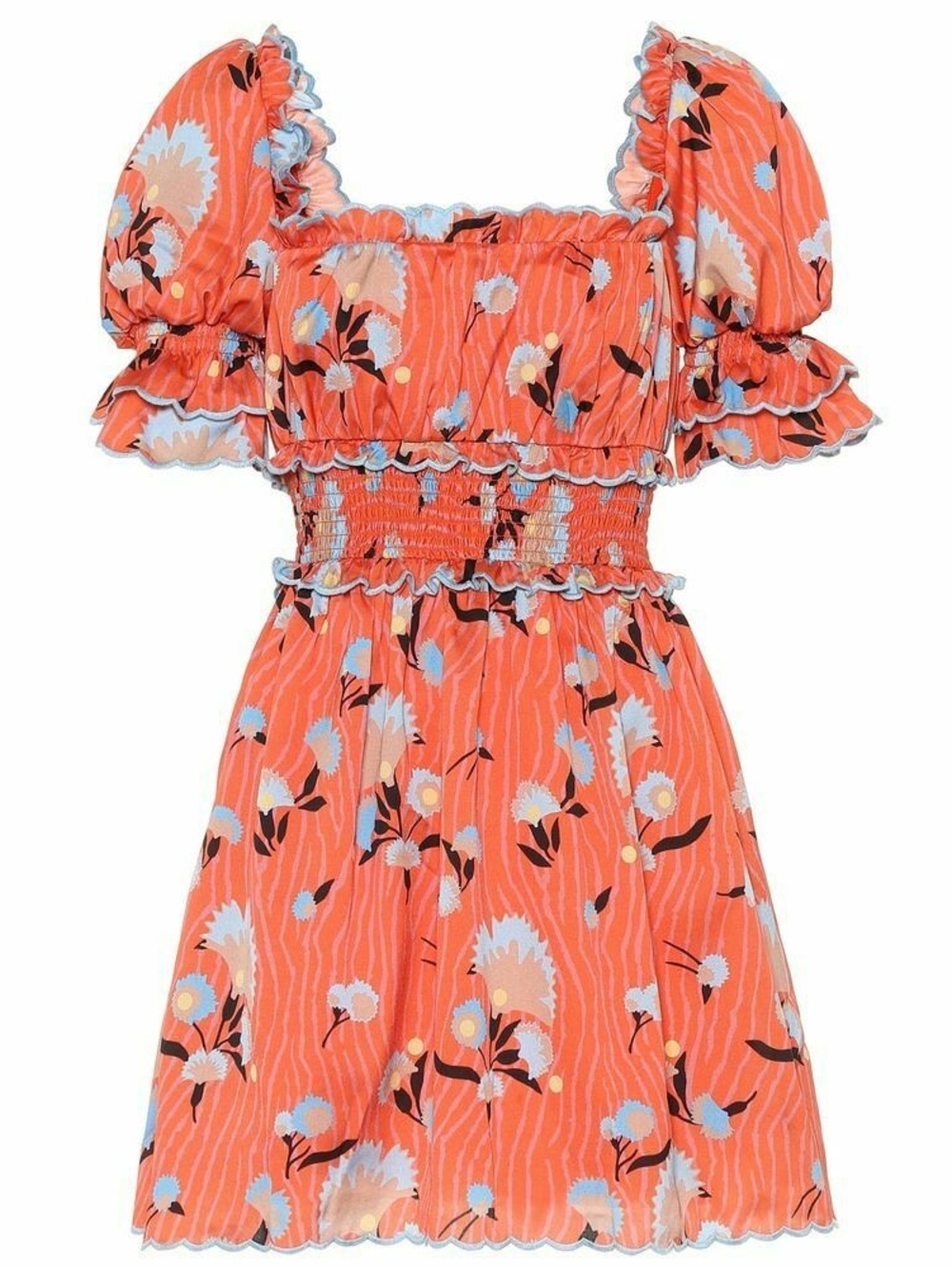 SELF-PORTRAIT colorful Floral Smocked Prairie Milmaid Mini Dress size 0